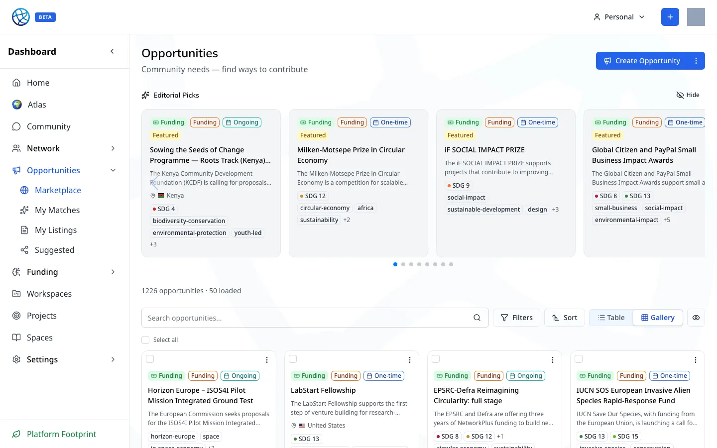 The opportunities marketplace