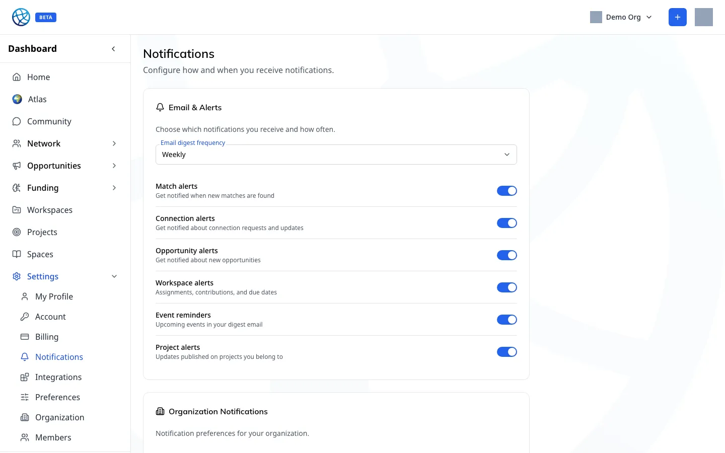 Notification settings