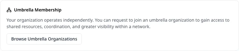 The Umbrella Membership card: an independent organisation and the Browse button